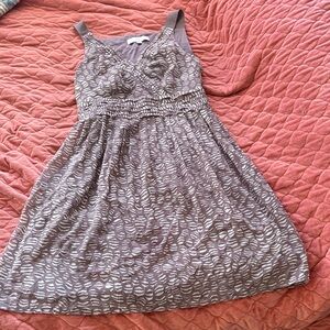 LOFT Gray and White Patterned Dress